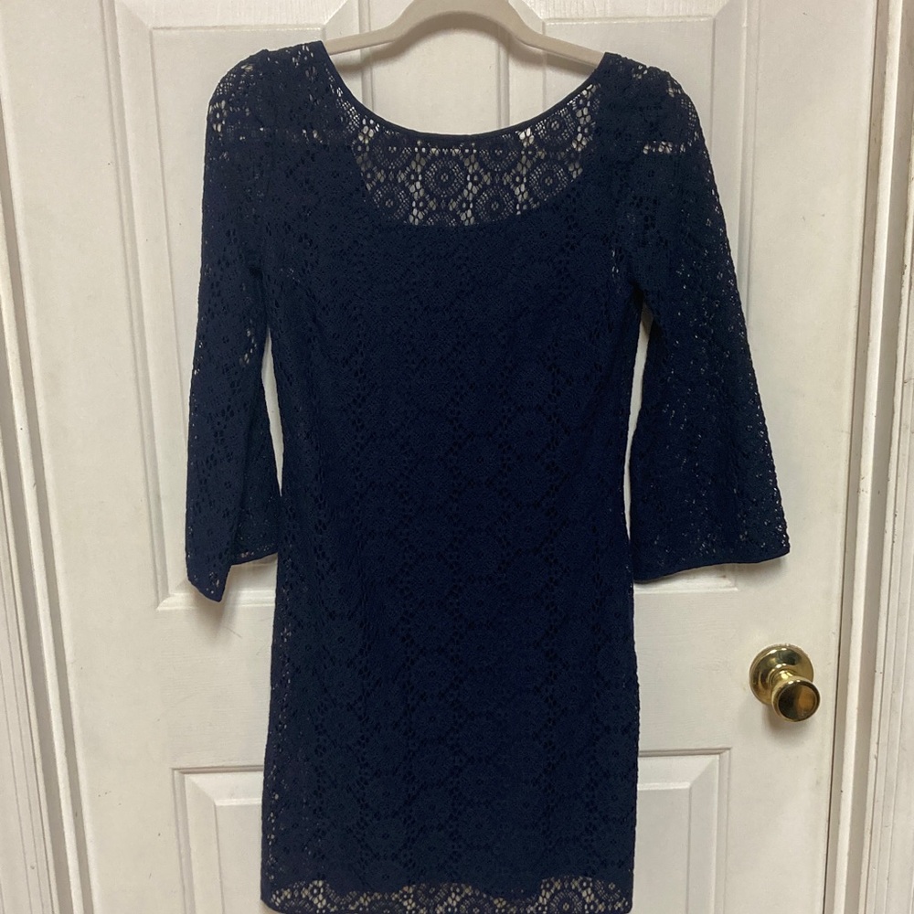Lilly Pulitzer Navy Long Sleeve Lace Dress